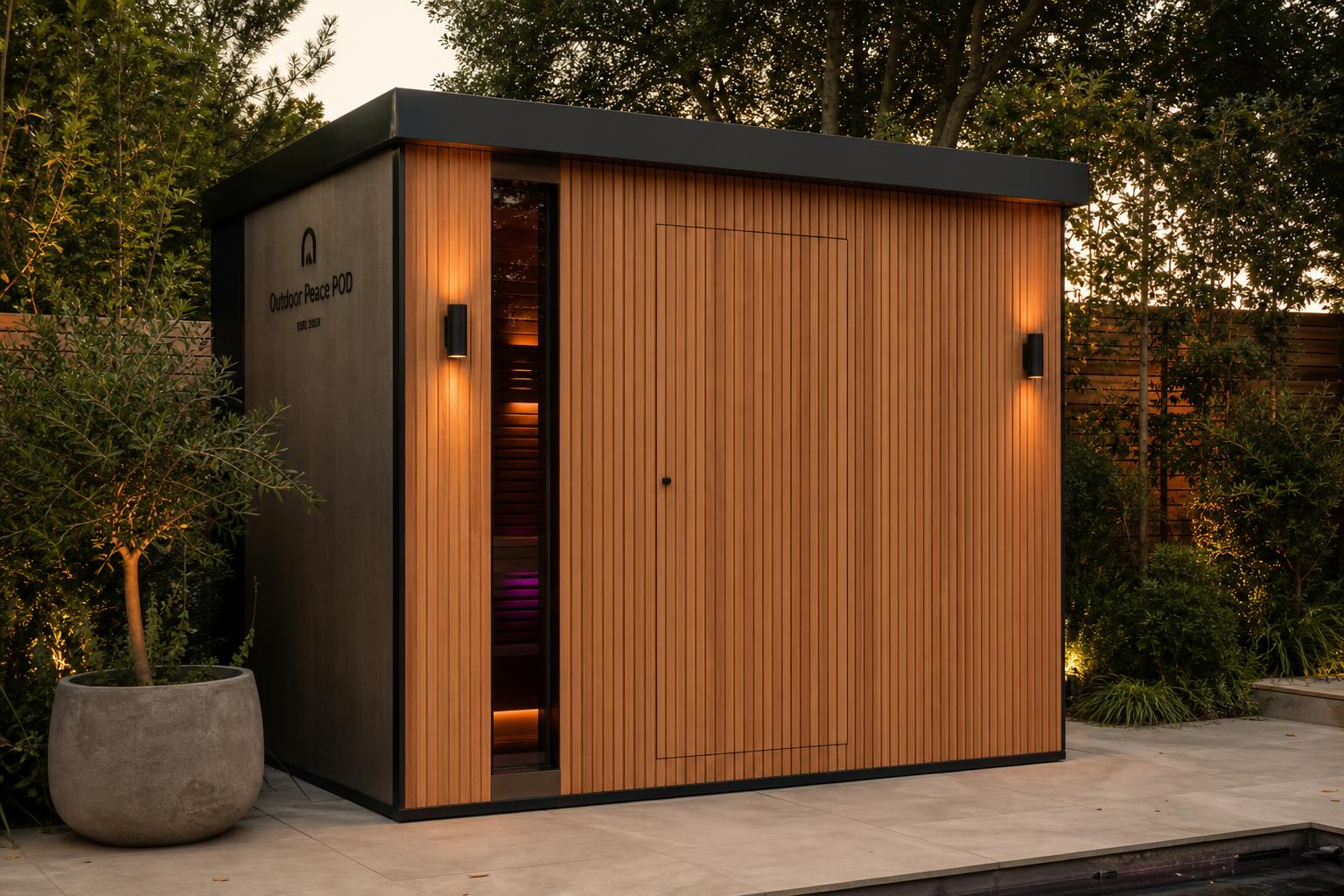 Outdoor Peace POD with a concealed timber door, keeping the interior dark for the calm sensory fit-out