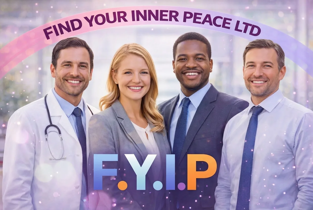 Diverse team of four professionals standing together